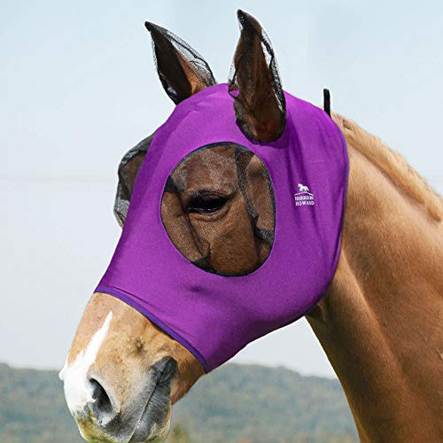 Harrison Howard superbekväm stretchig flugmask stort öga utrymme med UV-skydd mjukt mot huden med andningsförmåga för häst-ametist