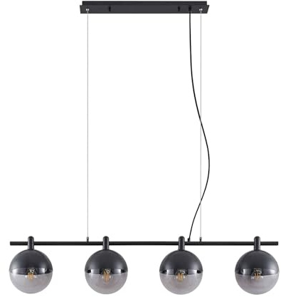 Lucande Pendelleuchte Dustian (Design, Modern) in Schwarz aus Glas (4 flammig E27) - Design-Hängeleuchte Esstischlampe Hängelampe Hängeleuchte Wohnzimmerleuchte