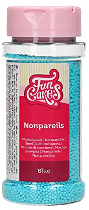 FunCakes Nonpareils Bleu: Sprinkles de gâteau, bon goût, parfait pour la décoration de gâteaux, des centaines et des milliers de sprinkles. 80 g.