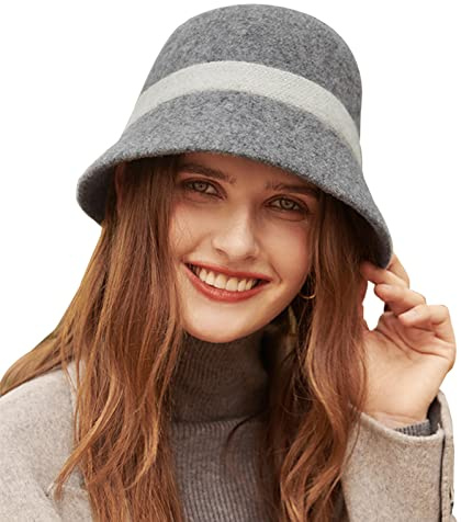 Adigaber Sombrero Gorra para Mujer Lana Bowler Cloche Bucket Bombines Fedora Derby Vintage Invierno Sombrero