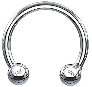 Piercingfaktor 14 Karat Echt 585 Gold Hufeisen Horseshoe Nasen Lippen Piercing Septum Tragus Helix Nase Nasenring Nasenpiercing Ohr Knorpel Weißgold 1,2mm x 10mm x 3mm