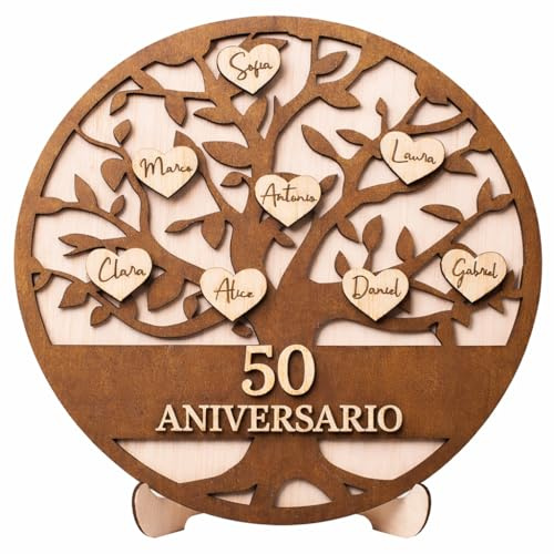 Genérico Regalo Aniversario Pareja 50 Años | Árbol Grabado Personalizado Bodas de Oro | Regalos 50 Aniversario Boda | Regalos Originales Mujer Hombre | Novia Novio | Regalo Cumpleaños Personalizado