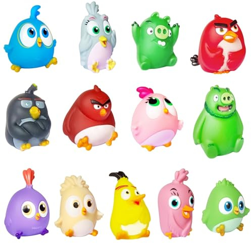 ROLOSO Newly Licensed Angry Birds Toys Collectible 13 Action Figures Flock Pack Playsets Sets Pig City Strike 2 Takedown Space Planet Movie Kids Game Boys Girls Red Bomb Gift Box