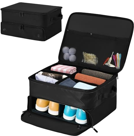 WildFun Golf Trunk Organiser, Golf Accessories Bag, Waterproof Men's Golf Gear Locker Shoe Organizer with 5 Separate Ventilated Compartments, Car Travel Storage Bag (M, 17x13x9.45 in)