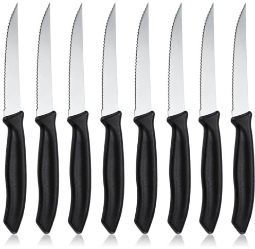 hunnycook Steak Knives Set of 8, 8.74inch Ultra-Sharp Stainless Steel Steak Knives with Ergonomic Handles, Kitchen Steak Knife Set, Dishwasher Safe Steak Knives
