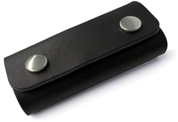 Pack & Smooch Schlüsseletui, Schlüsselorganizer aus Naturleder für bis zu 8 Schlüssel Handmade in Germany - Schwarz