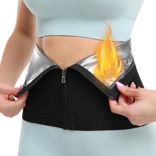 Bauchweggürtel Damen, Fettverbrennung Bauchkontrolle Schwitzgürtel Zum Abnehmen, Neopren Sauna Waist Trainer Damen Mit Reißverschluss, 2XL/3XL,Silver