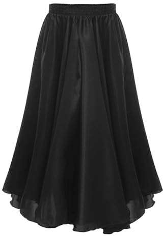 Rswnyirn Mädchen Tanzrock Lang Spanisches Flamenco Rock Chiffon Maxirock Swing Bauchtanz Rock mit Gummizug Einfarbig Kinder Bühne Tanzkleidung