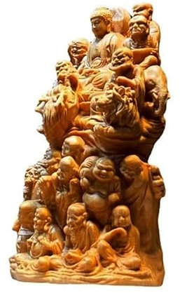 JOSUR Holz Achtzehn Arhat Buddha Statue, Massivholz Schnitzen Chinesische Buddah Statuen Heimwohnzimmer Schlafzimmer Dekoration Statue