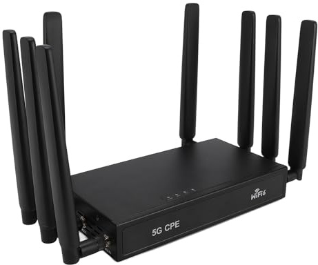 Router Scheda SIM 5G CPE, Router WiFi6 Modem Router 5G con Slot per Scheda SIM, 8 Antenne, per Uso Interno, Supporta 20 Connessioni di Dispositivi (BLACK)