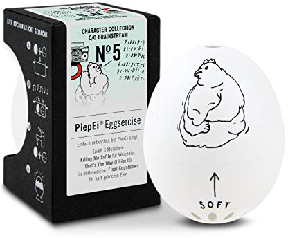 PiepEi Eggsercise - Singende Eieruhr zum Mitkochen - Eierkocher für 3 Härtegrade - Künstlerisches Design Geschenk - Lustiges Kochei - Musik Eggtimer - Brainstream