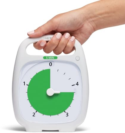 Time Timer Plus Temporizador Visual analógico de 5 Minutos (Blanco) Alerta Opcional (dial de Control de Volumen) Sin tictacs ruidosos; Herramienta de gestión del Tiempo