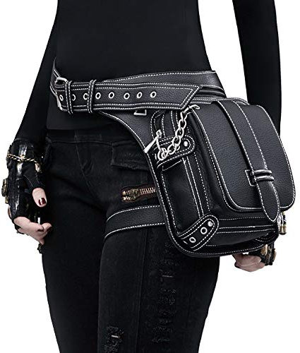 FiveloveTwo Punk Multifunktional Tactical Hip Bag Hüfttasche Beintasche Reisen Klettern Sport Radfahren Joggen Gürtelbefestigung Schenkel Wanderrucksäcke Tasche Schwarz