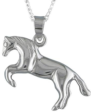 Alylosilver Pendant Ciondolo con Cavallo per Donna e Uomo - Include una Catena d'Argento di 45 cm e una Scatola per Regalo