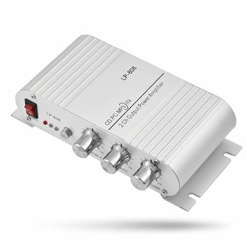 Amplificatore Mini HiFi 20W, Amplificatore di Potenza a 2 Canali per Basso Elettrico, per Casa e Moto