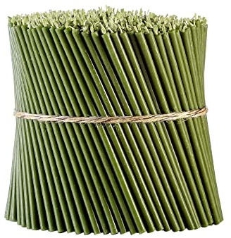 Danilovo Ritual Bienenwachs Kerzen (Grün) - Orthodoxe Kerzen für Gebet Tischdeko Hochzeit - Ungiftig, Ruß - Tropffrei, Lang, Nachhaltige Produkte, N100, Höhe: 16,5 cm, Ø 5,7 mm (350 stück)