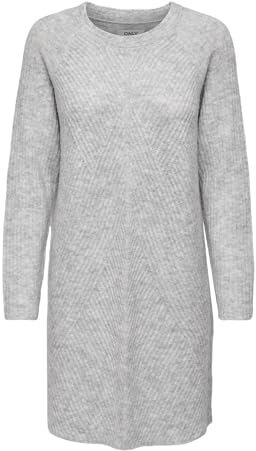 ONLY Stickad klänning ONLCAROL lång klänning, Ljusgrå melange, M