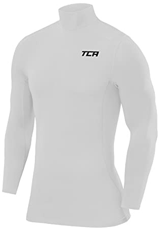 TCA Herr Pro Performance Kompressionsunderställ med lång ärm och termisk topp - Mock Neck - Vit, L
