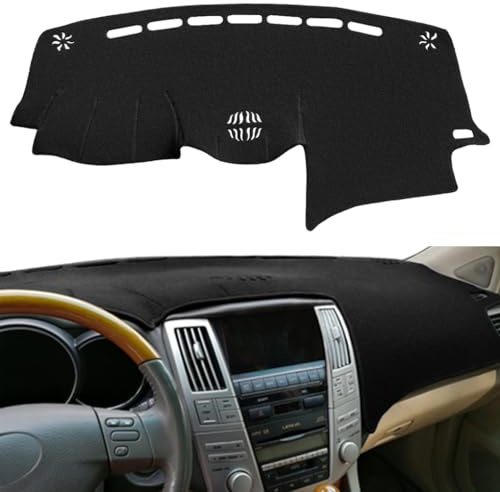Dash Cover Mat Custom Fit for 2004-2006 Lexus RX330,2007-2009 RX350, 2006-2008 RX400h, Dashboard Cover Pad Carpet Protector with Cutout for Speaker (Black) F82