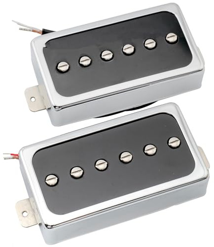 Artec SHA66C Alnico 5 Splendor LP Tonabnehmer Single Coil Hals Steg Pickups Set für Les Paul Style E-Gitarre, Chrom/Schwarz