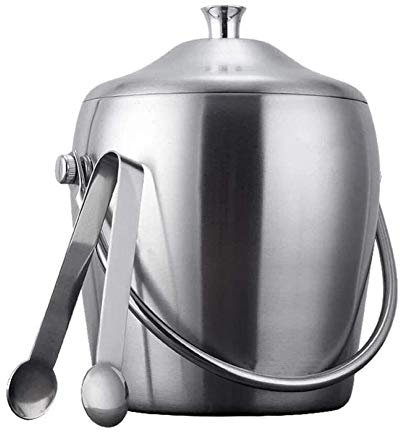 Seau a Glace Vintage pour Bouteille Seau à Glace en Acier Inoxydable Double en Acier Inoxydable Bodet de Rangement de Glace glaçons glacée Champagne Refroidisseur extérieur Perles 1.2L Perles