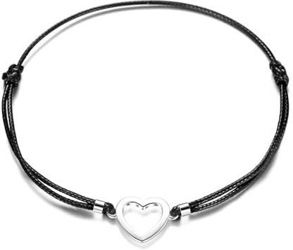 Philip Jones Bracelet coeur cordon en argent sterling