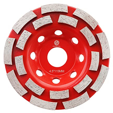 FOCSTOL Diamant Schleiftopf - 115mm x 22,23mm Doppelreihe Schleifscheibe für Beton Granit Marmor Mauerwerk Künstlicher Stein für Winkelschleifer
