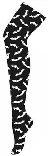 krautwear® Damstrumpbyxor spindelnät fladdermus spindelvävsmönster, häxor, spindlar, tillbehör, halloween karneval festkostym (fladdermus-L-XL)