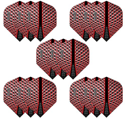 Harrows Silika No2 Dart-Flights | 5 x Sets Dart-Flights (15 Flights insgesamt) | 100 Mikron Dart-Flights | Premium Extra Stark, hergestellt in Großbritannien | Professionelles Dart-Zubehör | Rote