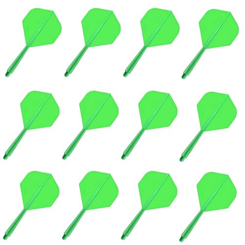 YIEUR 12 Stück Dart Flights mit Schäfte stabil grün, 75mm Kunststoff Standard Dart Zubehör für Darts Dartpfeil Spiel(grün)