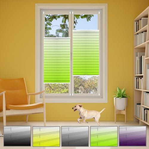 Plisseerollo, Plissee Ohne Bohren 100 x 130 cm Rollo Plise Plisee Plisse, Plissee Klemmfix, Jalousie Rollos ohne Bohren inkl Befestigungsmaterial für Fenster & Tür, Grün