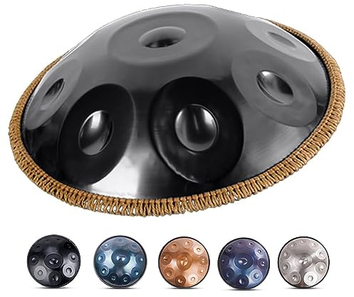 Handpan Drum in D-Moll 10 Noten 22 Zoll 432Hz/440Hz Stahl Hand Drum - Klassisches Hand Pan Instrument mit Tasche, Schlägel und Ständer