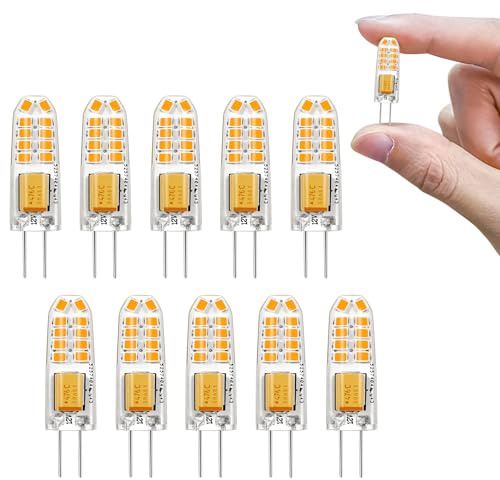 Lampadine LED G4 1.3W bianco caldo 3000K 12V 150LM Lampadine LED sostitutive delle lampadine alogene g4 15w per camera da letto, illuminazione sotto il mobile, sala da pranzo, ufficio (10 pacchetti)