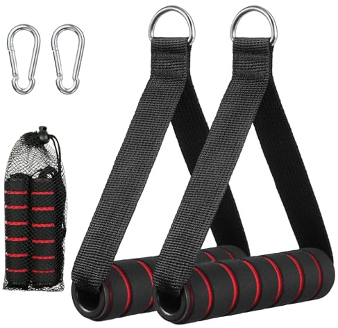 Flintronic 2pc Poignées de Résistance, Poignée de Tirage Musculation Accessoire, Bande de résistance, Poignée Musculation, avec 2 Pièces Mousquetons, pour Fitness Entraînement Physique Gym Yoga