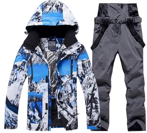 Générique Ensemble Ski Homme - Ensemble Vestes Et Pantalons De Ski Pour Hommes Combinaison De Neige IsoléE Coupe - Vent Manteau De Neige Chaud D'Hiver Pour Snowboard Costume Pour Homme SéPare Fit