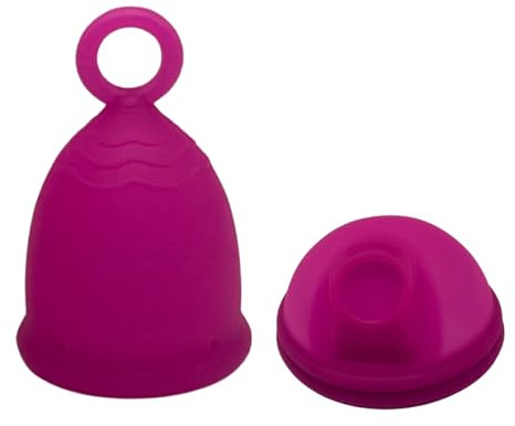 Healthy Menstruationstasse, Menstruationstasse aus medizinischem Silikon mit Ring und Sterilisator zur Verwendung als Etui, bequem und umweltfreundlich, für das tägliche Leben (Healthy Magenta, M)