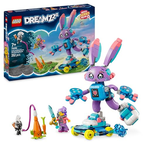 LEGO DREAMZzz 2in1 Izzie and Bunchurro the Gaming Bunny Figure, Fantasy Animal Toy for 7 Plus Year Old Boys & Girls, with a Skateboard and Minifigure for Imaginative Play, Birthday Gift Idea 71490