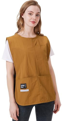 Nanxson Plus Size Tabards Delantal con Bolsillos para Hombres Mujeres Delantal de Limpieza Catering Delantales de Cocina Ropa de Trabajo Chaleco Delantal