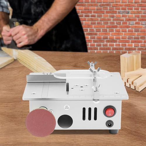 Sega circolare da tavolo, piccola mini sega circolare, portatile, di precisione, per fai da te, legno, metallo e modellismo, con troncatrice, 4 lame, alimentatore a 7 velocità regolabile