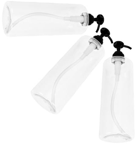 NOLITOY 3pcs Round Shoulder Press Pump Bottle Empty Subpackaging Bottle Reusable Shower Gel Container for Bathroom Press Head