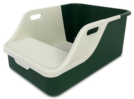 Petix Katzentoilette mit Sieb, XXL große Siebtoilette mit Sandfilterschaufel, Spritzschutz, 72 X 41X 29 (cm) Katzentoilette, leicht zu reinigen, (Grün Weiß)