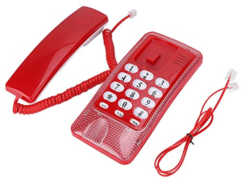 Ejoyous Peinture TÉLÉPHONE TÉLÉPHONE sans Fil Téléphone avec Fonction et Circuit Silencieux pour L'hôtel et Le Mur ou la Table des Ménages (Rouge)