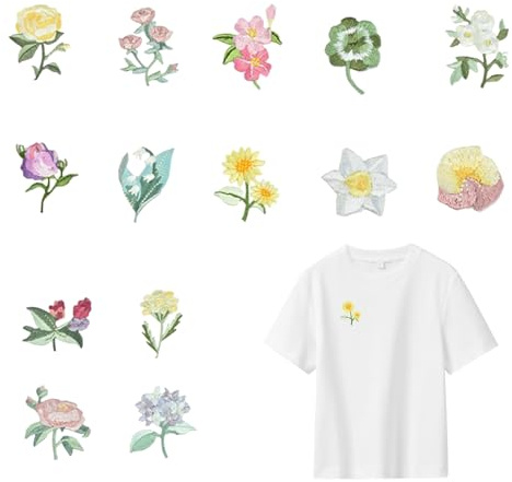 14 Stück Aufbügeln Blumen Bestickte Aufnäher,Patches zum Aufbügeln,Bügelflicken Blumen,Kinder Bügelbilder blumen,Bügelbilder für textilien, für Jeans, Hemden & Jacken, Einfache Anwendung