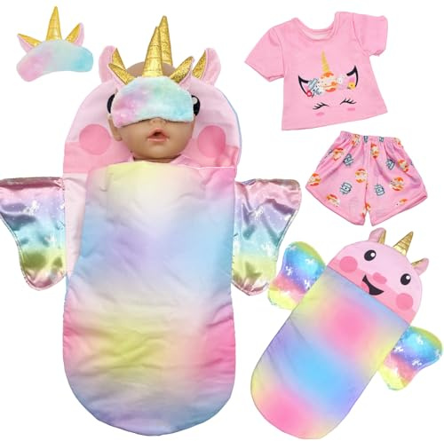 30-45 cm ropa para muñecas accesorios saco de dormir + antifaz + 30-45 cm ropa para muñecas pantalones cortos de manga corta juego de 2