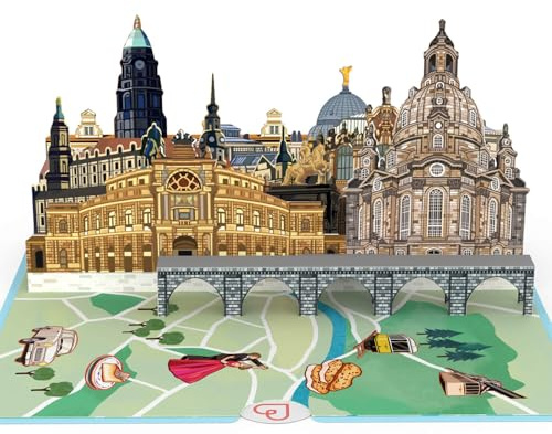 papercrush Pop-Up Karte Dresden, 3D Geschenkkarte, Geburtstagskarte für Sie | Besonderer Gutschein, Geldgeschenk für Dresden Reise, Hotelgutschein zum Geburtstag, Geschenkidee für Deutschland-Städtetrip