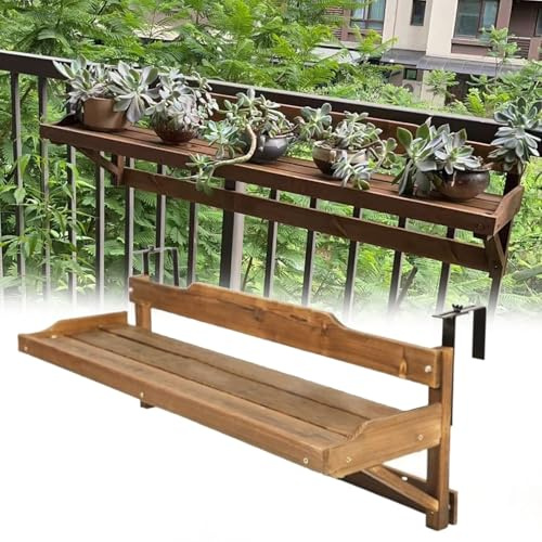 URUCHF tavolo balcone pieghevole Scrivania Con Ringhiera Regolabile Per Esterni, Tavolo Da Appendere Al Balcone Per Supporto Per Piante/piattaforma Di Osservazione(L 60 CM/24 IN)