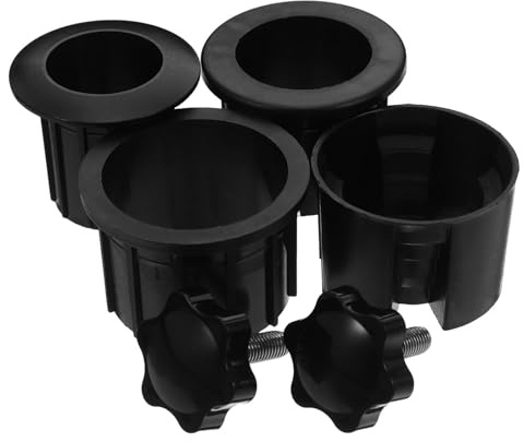 IWOWHERO Lot de 6 Set de Bouchons Anneaux pour Trou de Parasol en Plastique Noir Accessoires de Fixation pour Pied de Parasol de Terrasse Manchon Stabilisateur Filetage M8 pour Mât de