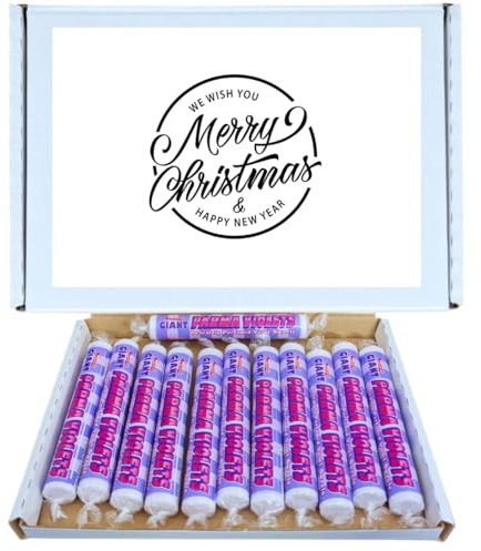 Festive Christmas Treat Box | Classic Floral Fizzy Sweets Giant Parma Violets 12 Pack Retro Candy | Treats for All Ages