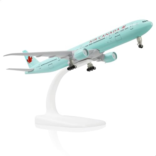 QIYUMOKE 1/300 metallflygplansmodell för Air Canada 777 för Boeing 77 modellflygplan med stativ (7,5 tum lång) utställningsdekoration för flygfartsintresserade.