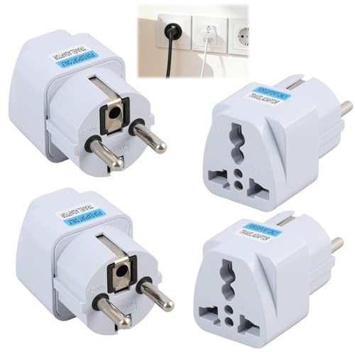 Adattatore Da Viaggio Da 4 Pezzi, Adattatore Universale per Spina Ue, Adattatore per Cina, USA, Regno Unito, Svizzera, Thailandia, Italia, Per Smartphone, Laptop, Rasoi E Dispositivi Da Viaggio